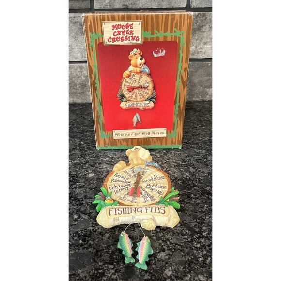 Enesco Moose Creek Crossing “Fishing Fibs” 2001 Wall Plaque #101177 - Picture 1 of 6
